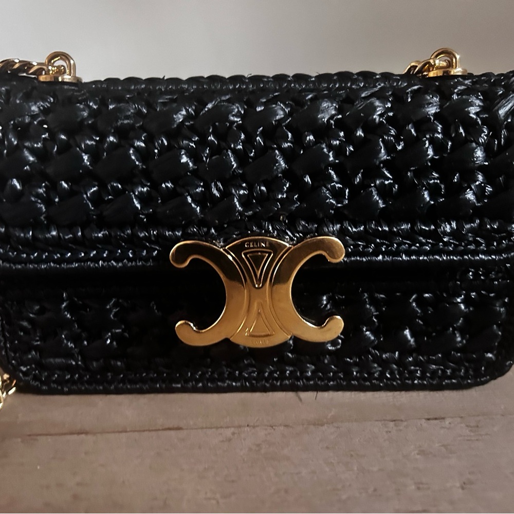 Celine claude raffia limited edition black box bag clutch with chain EUC - Picture 5 of 15